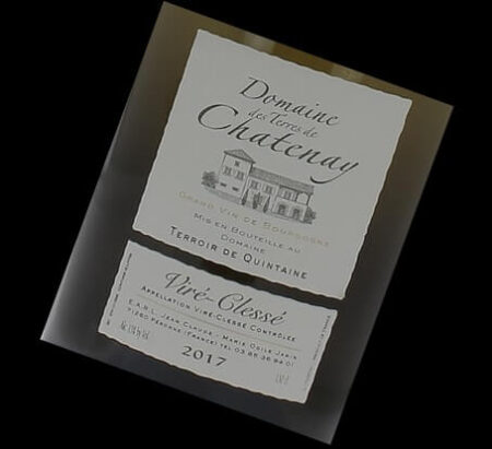 DOMAINE DES TERRES DE CHATEANY TERROIR DE QUINTAINE AOC VIRE-CLESSE  2017